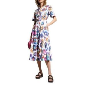 Jason Wu Collection Tie-Dye Pleated Midi 100% Cotton Shirtdress NWT Size 4